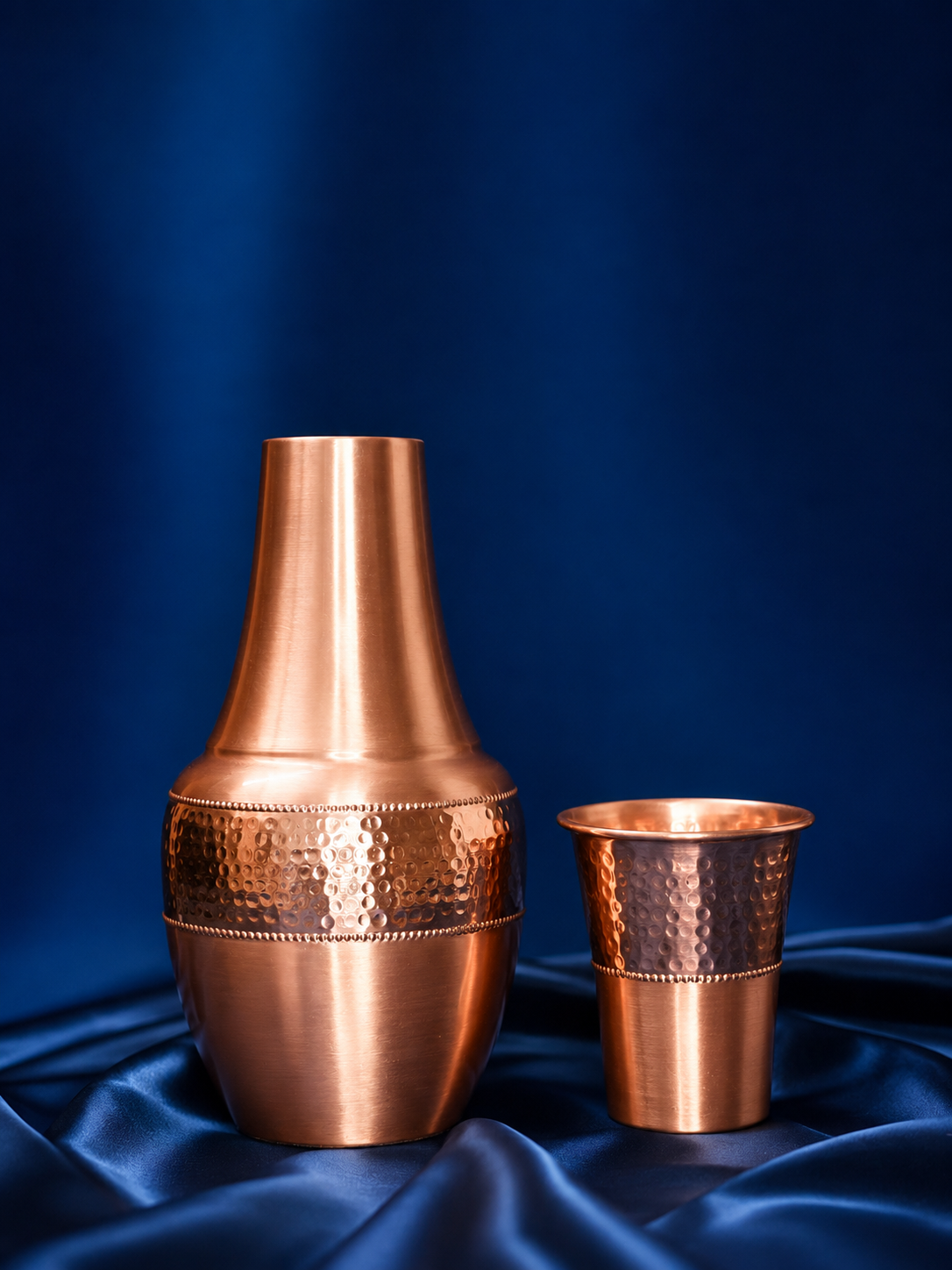 Pure Copper Water Pot & Glass Set