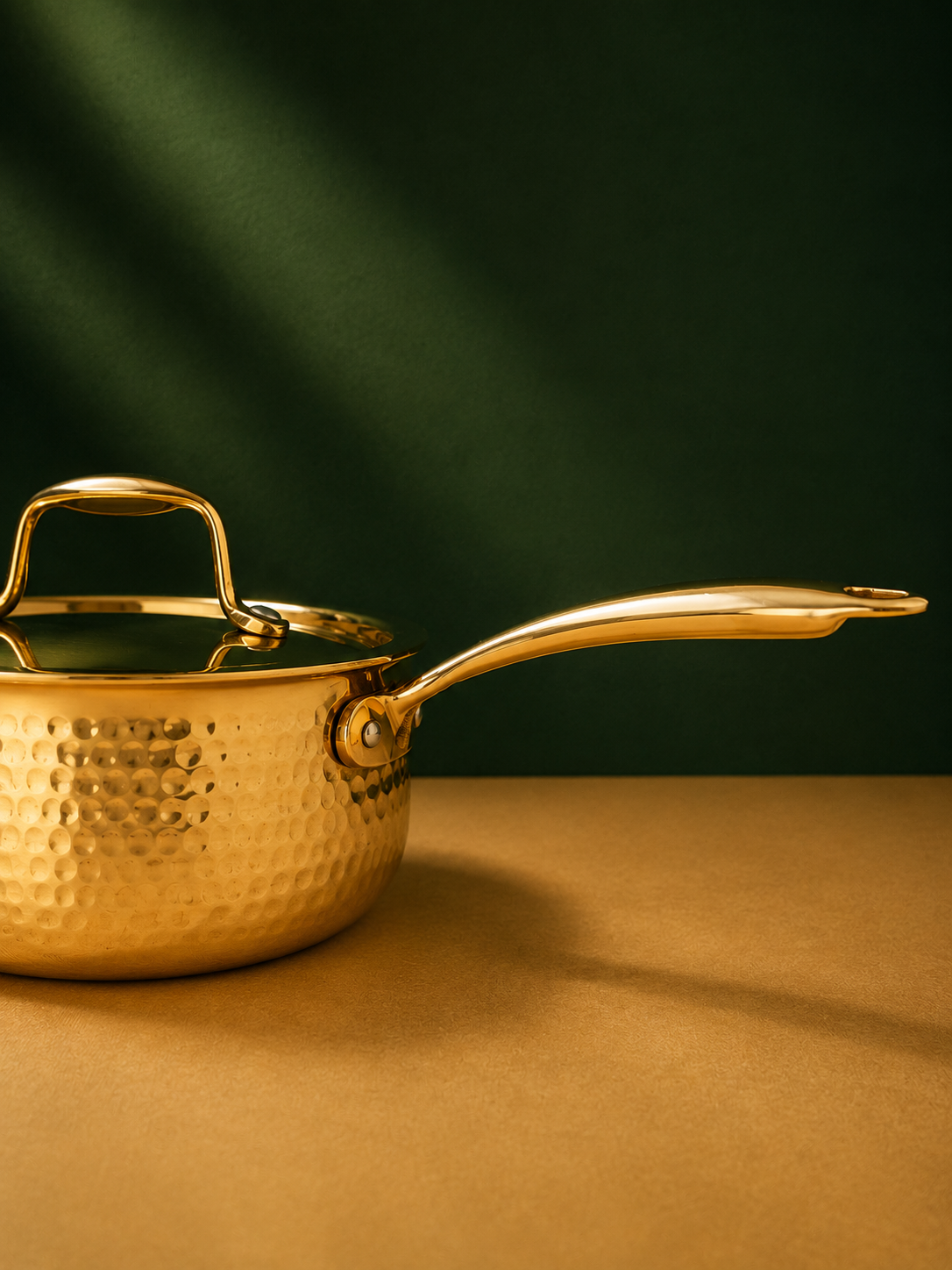 Brass Hammered Saucepan with Lid