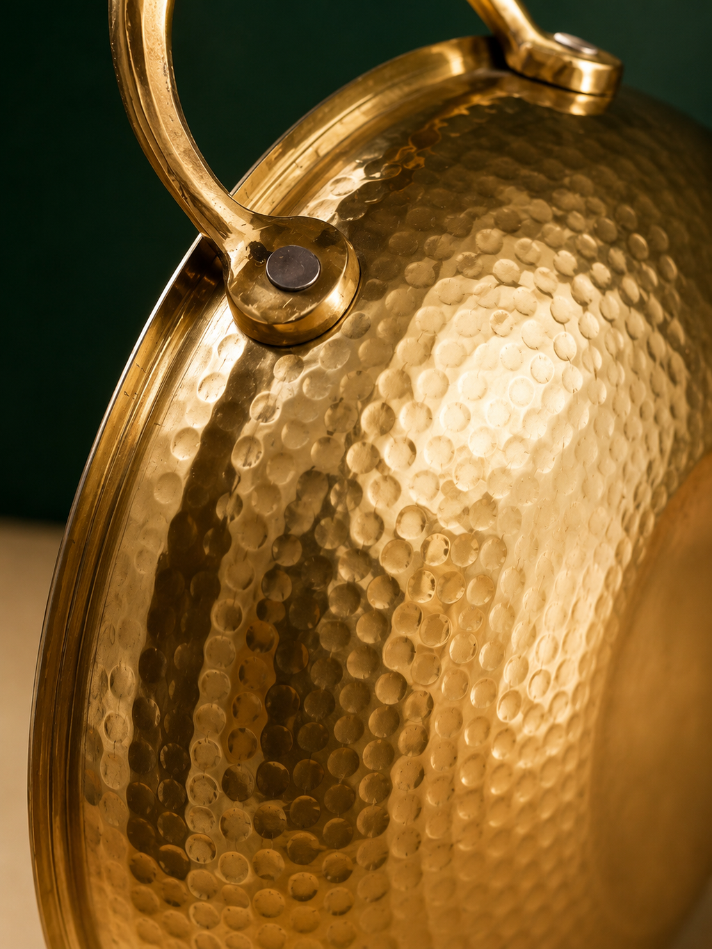 Artisan Hammered Brass Kadhai with Glass Lid
