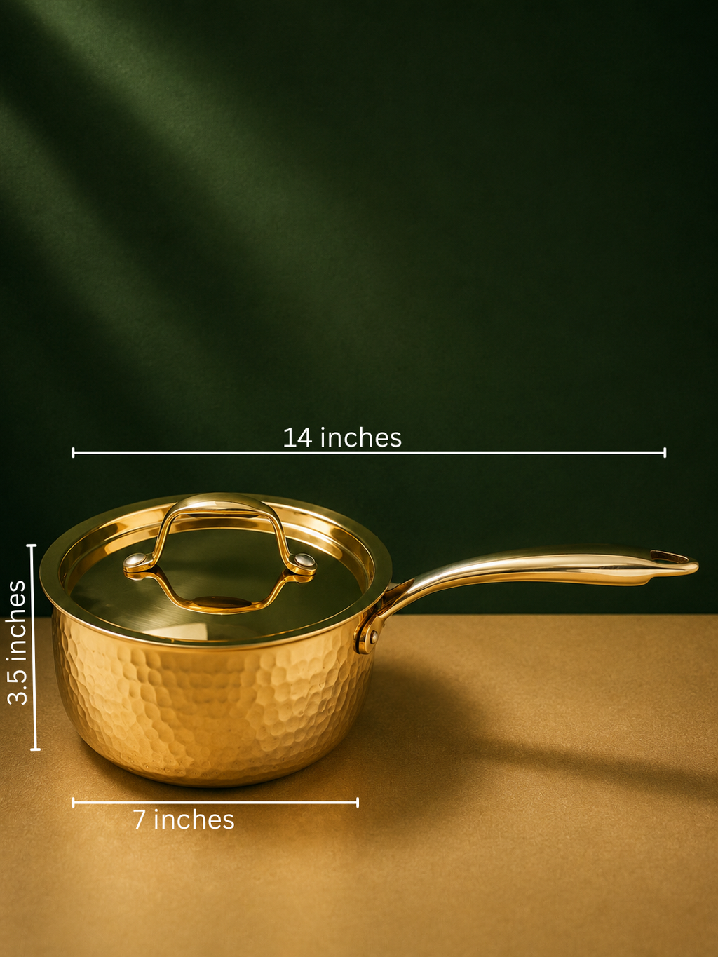 Brass Hammered Saucepan with Lid