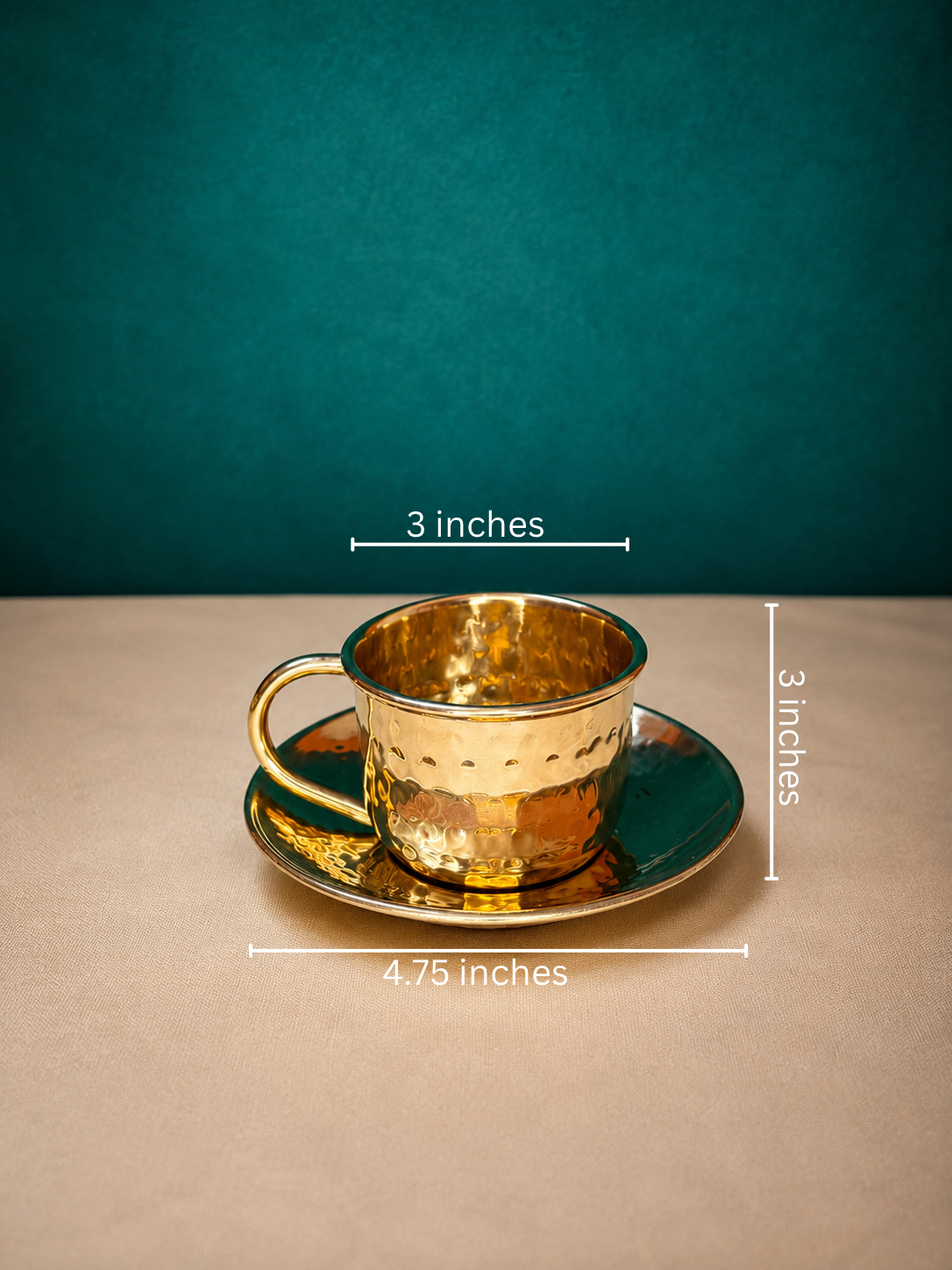 Luxe Brass Tea Cup & Saucer – Set of 6