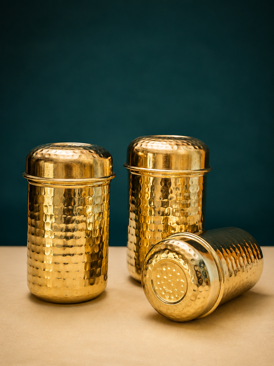 Hammered Brass Canister Set (Set of 3)