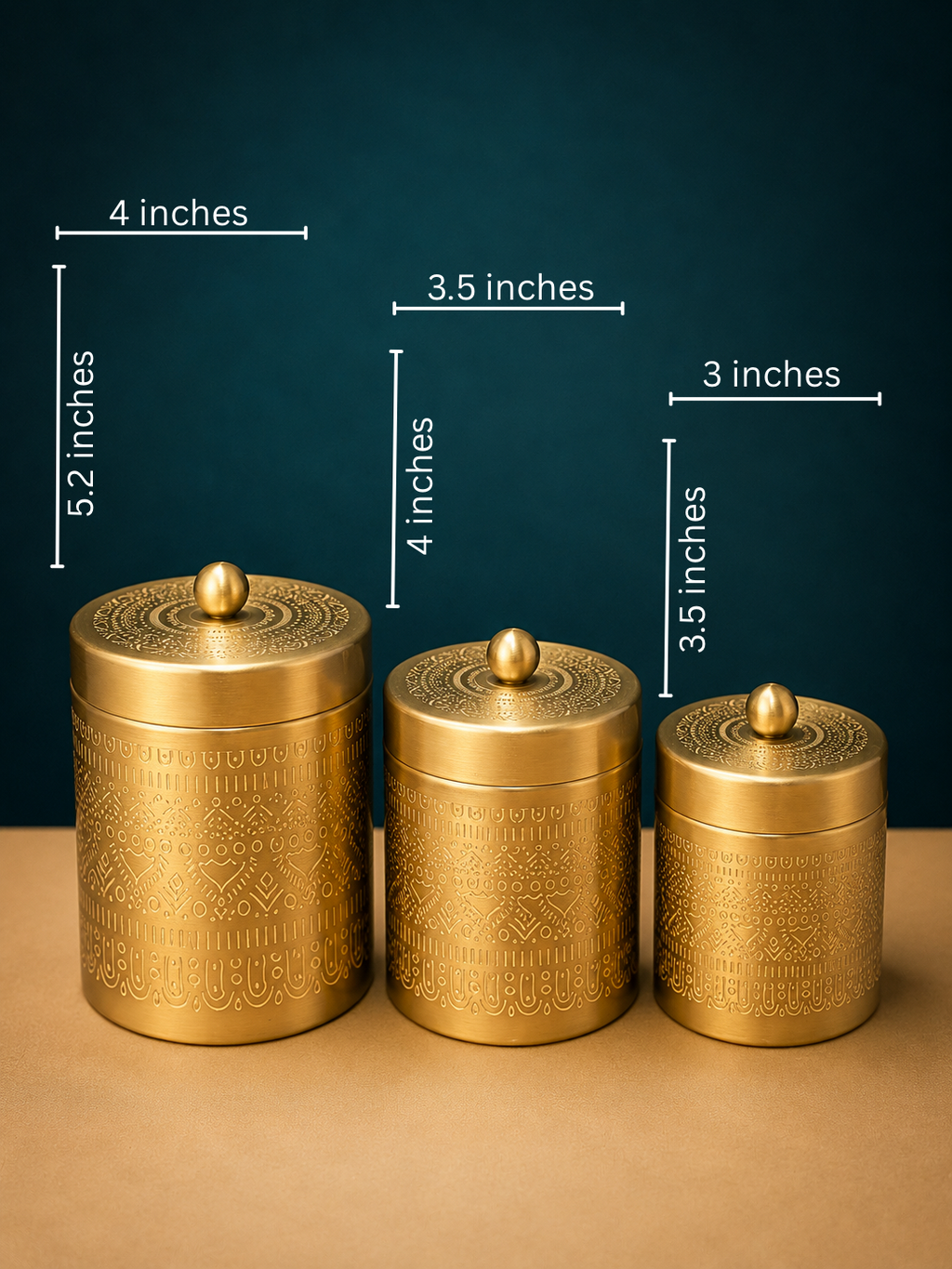 Ornate Brass Canister Set (Set of 3)