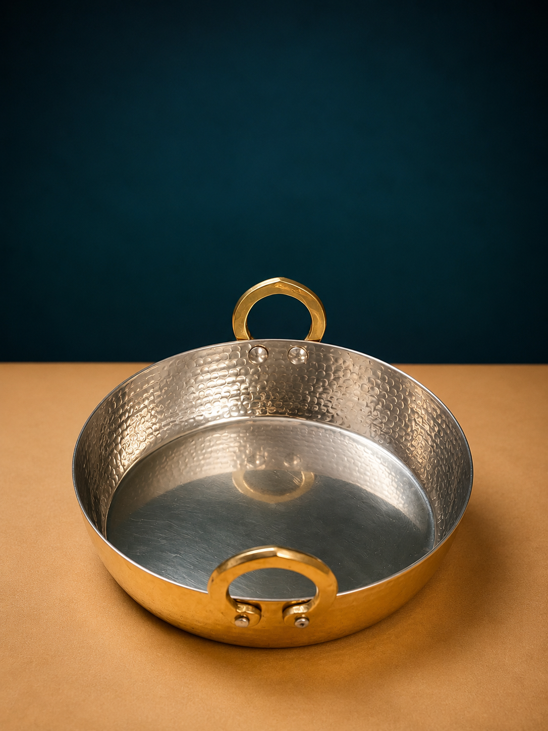 Royal Hammered Brass Shallow Kadhai