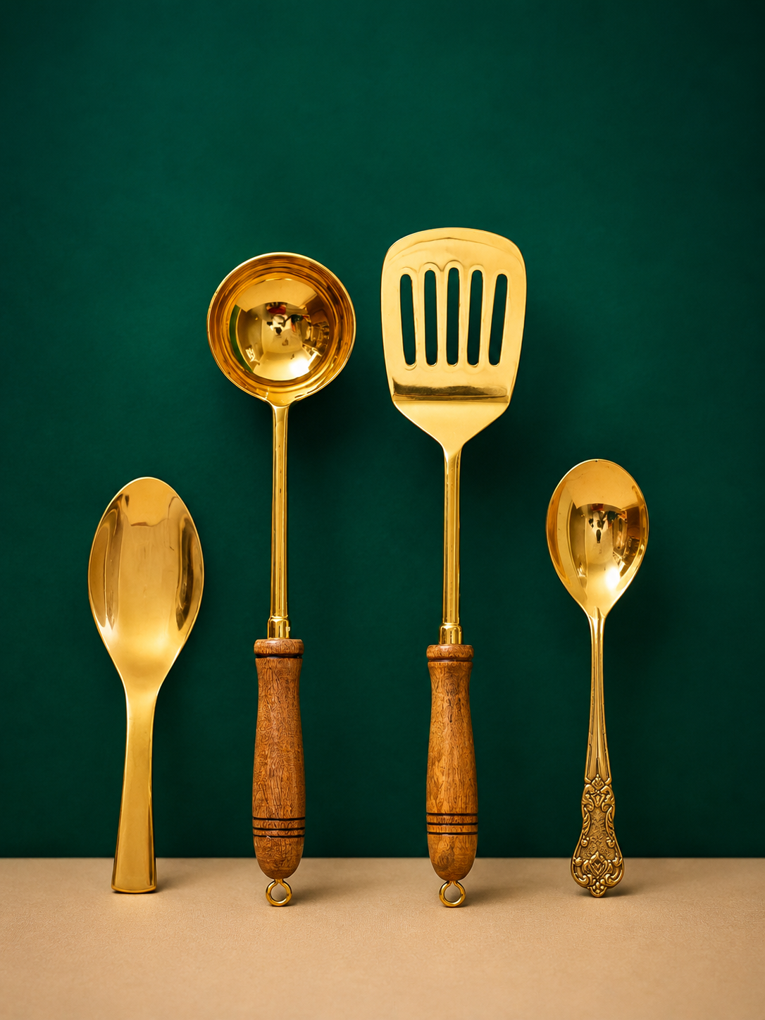 Classic Brass Kitchen Utensil Set (Set of 4)
