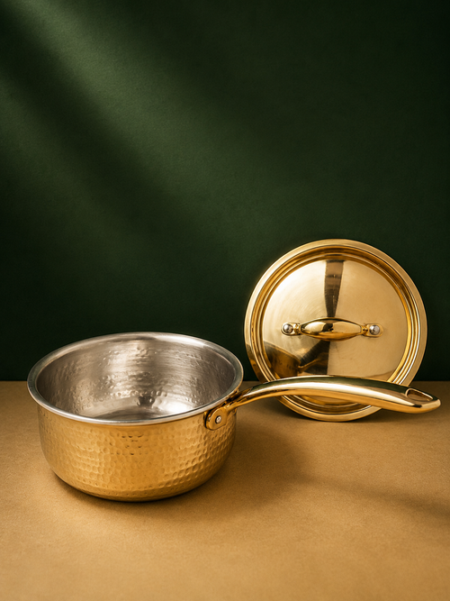 Brass Hammered Saucepan with Lid