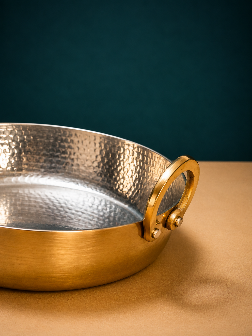 Royal Hammered Brass Shallow Kadhai