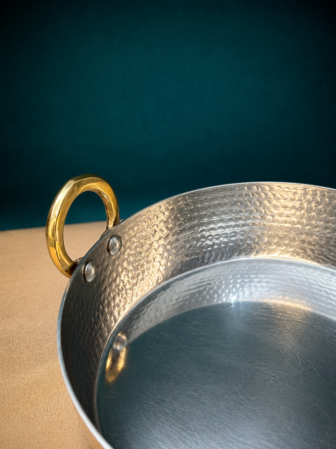 Royal Hammered Brass Shallow Kadhai