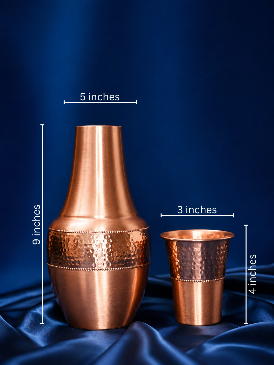 Pure Copper Water Pot & Glass Set