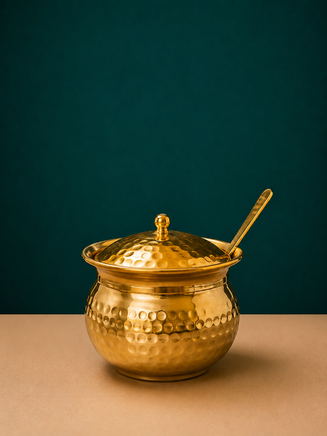 Royal Brass Ghee Pot with Spoon