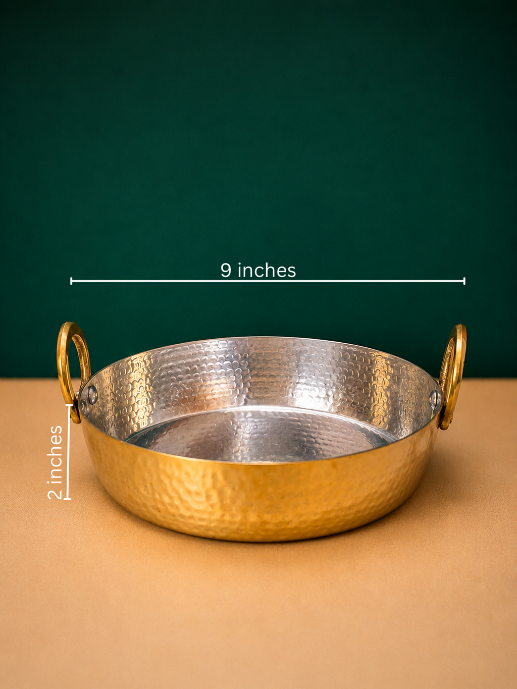 Royal Hammered Brass Shallow Kadhai