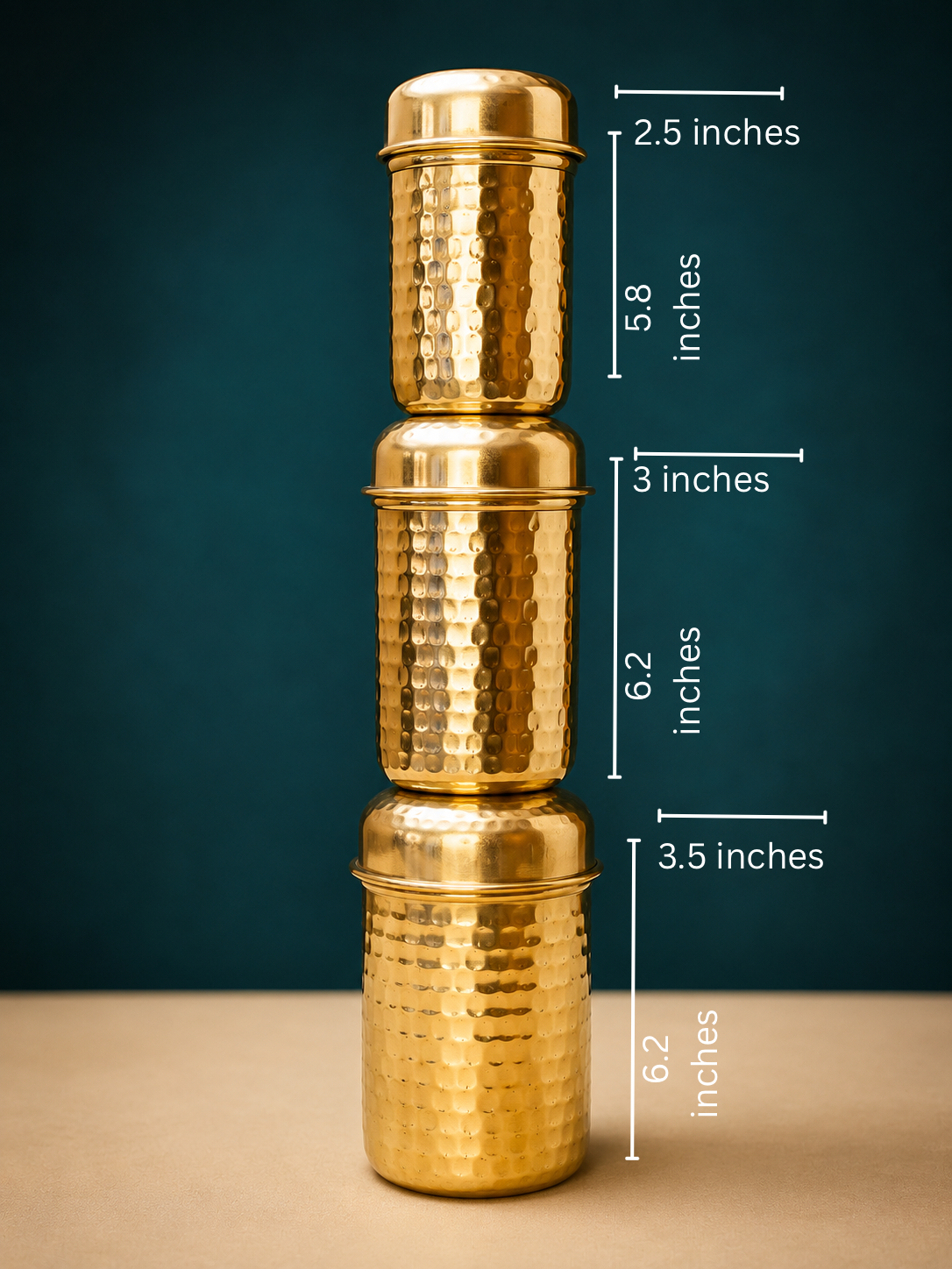 Hammered Brass Canister Set (Set of 3)