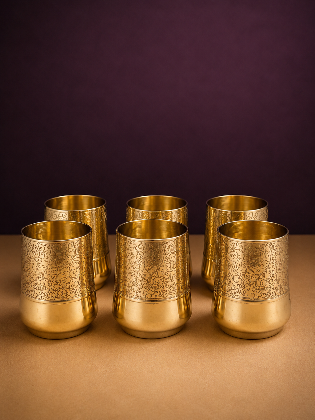 Royal Engraved Brass Glass