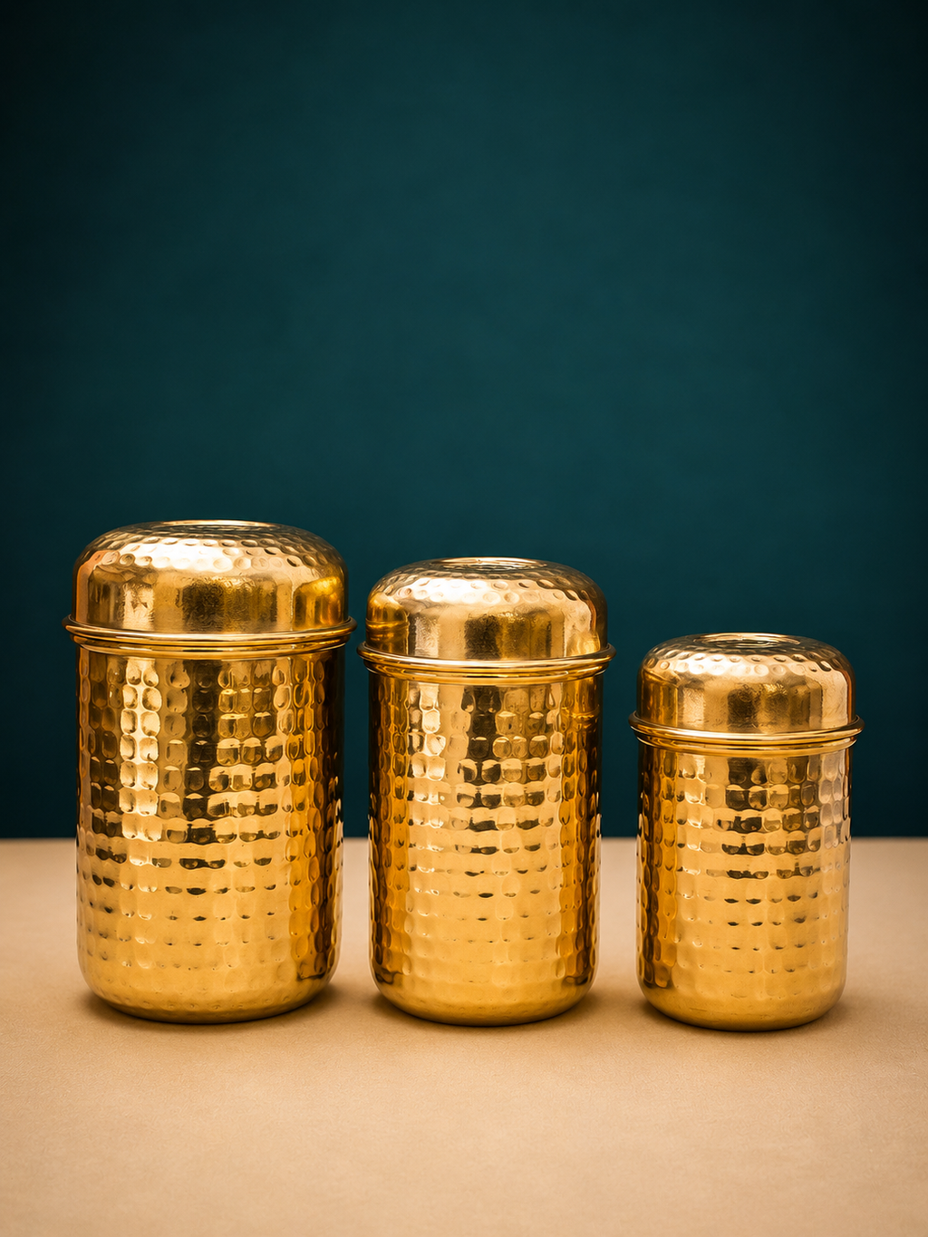 Hammered Brass Canister Set (Set of 3)