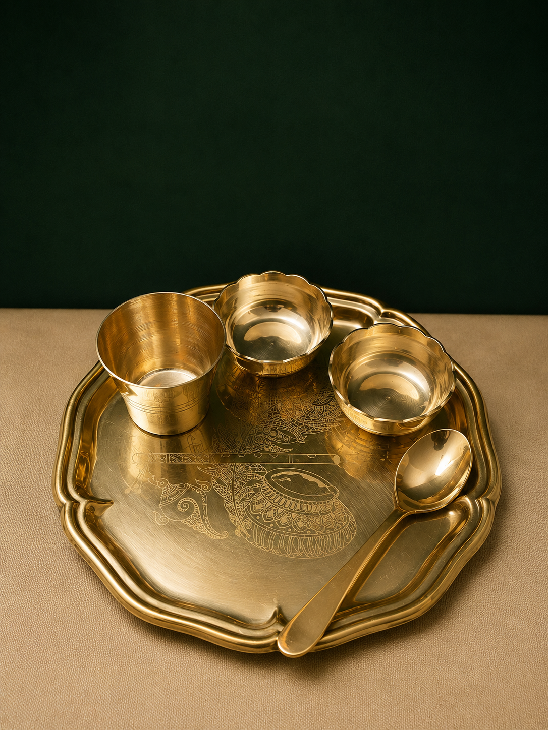 Divine Brass Laddu Gopal Bhog Set