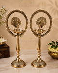 Mayur Aura Brass Diya Stand – Set of 2