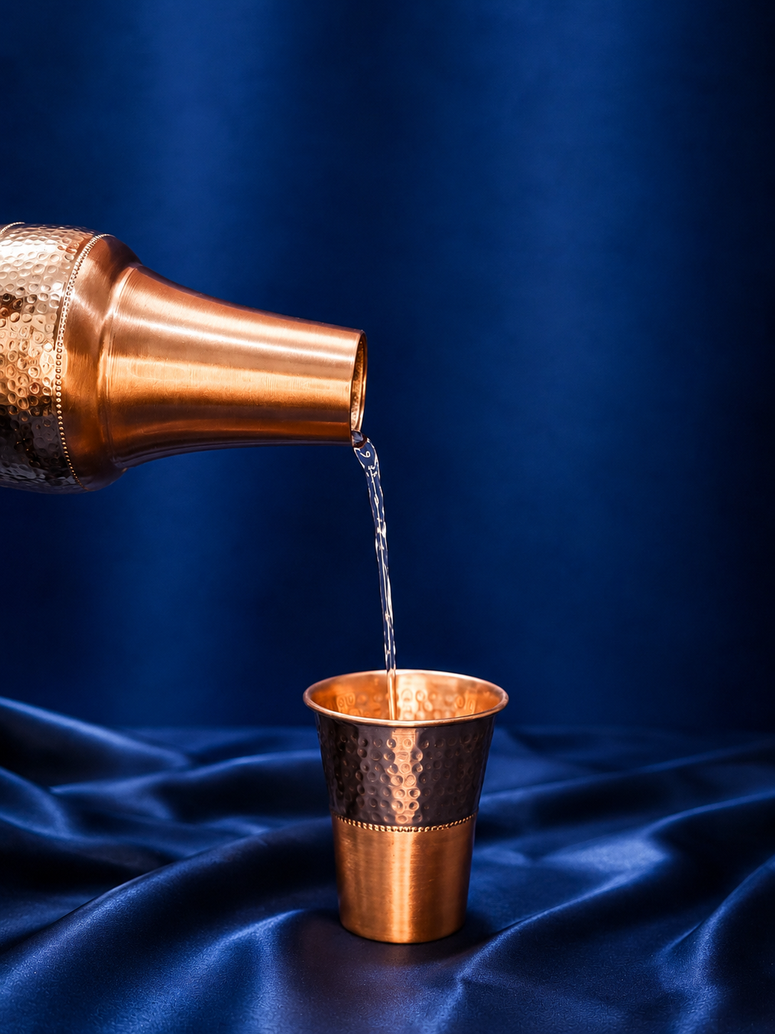 Pure Copper Water Pot & Glass Set
