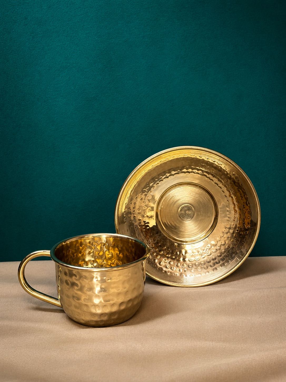 Luxe Brass Tea Cup & Saucer – Set of 6