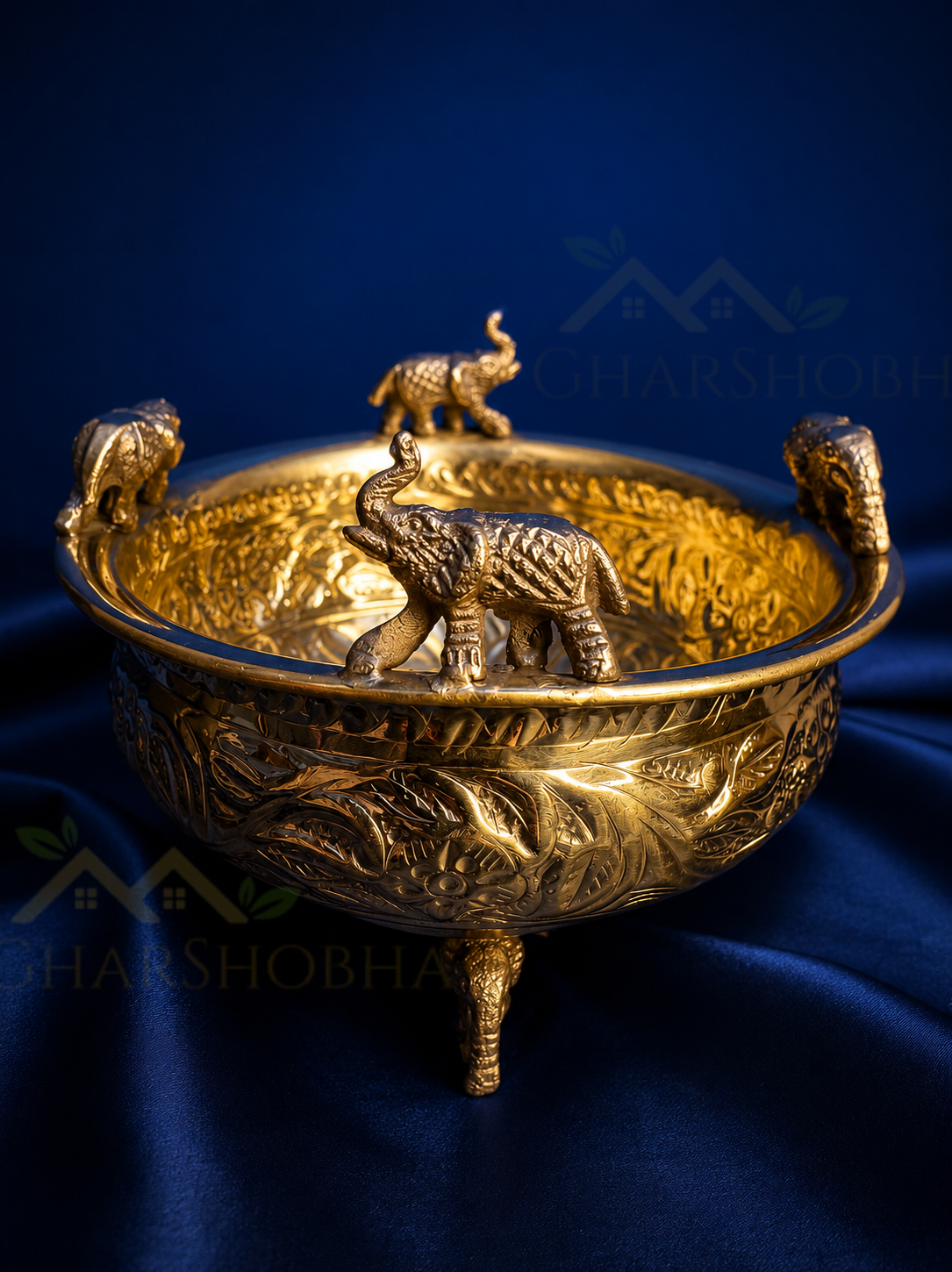 Royal Elephant Heritage Brass Urli Bowl