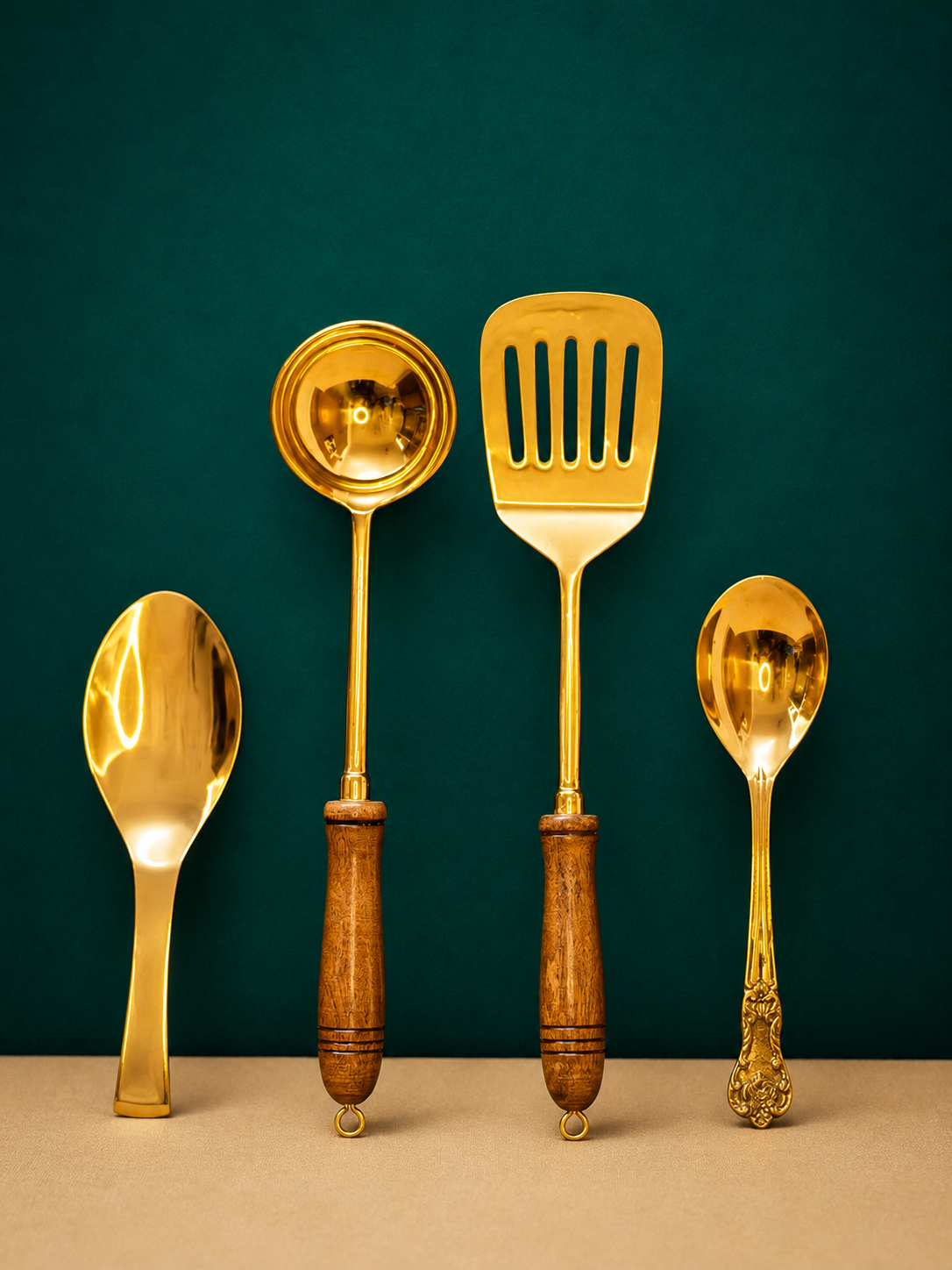 Classic Brass Kitchen Utensil Set (Set of 4)