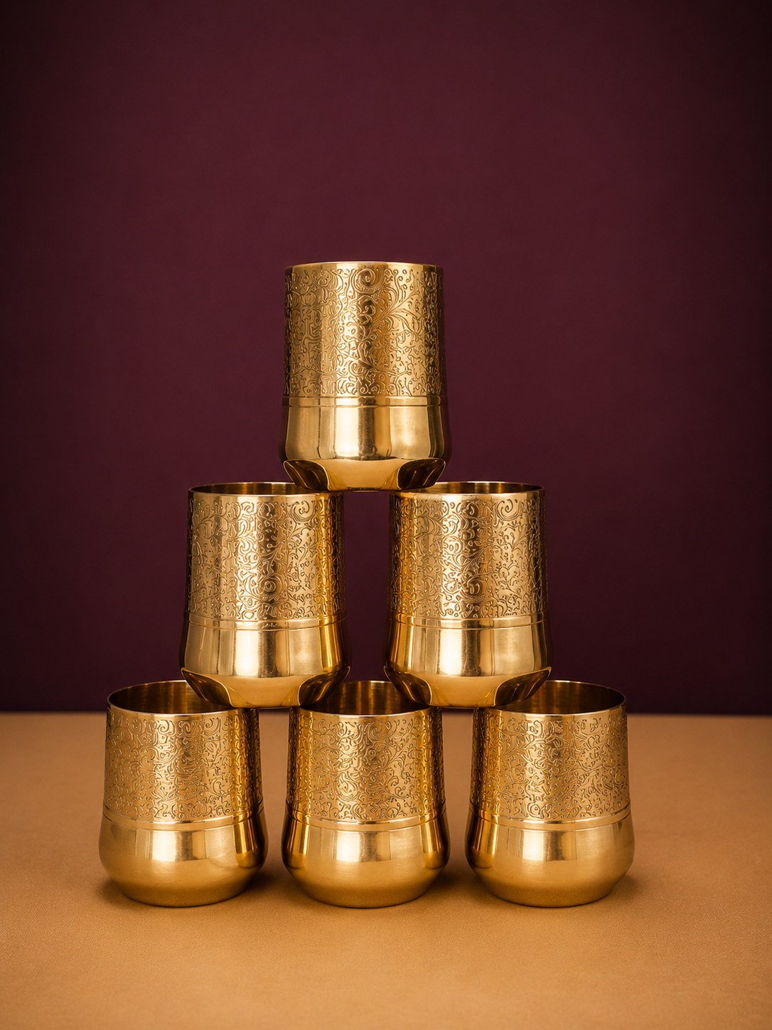 Royal Engraved Brass Glass