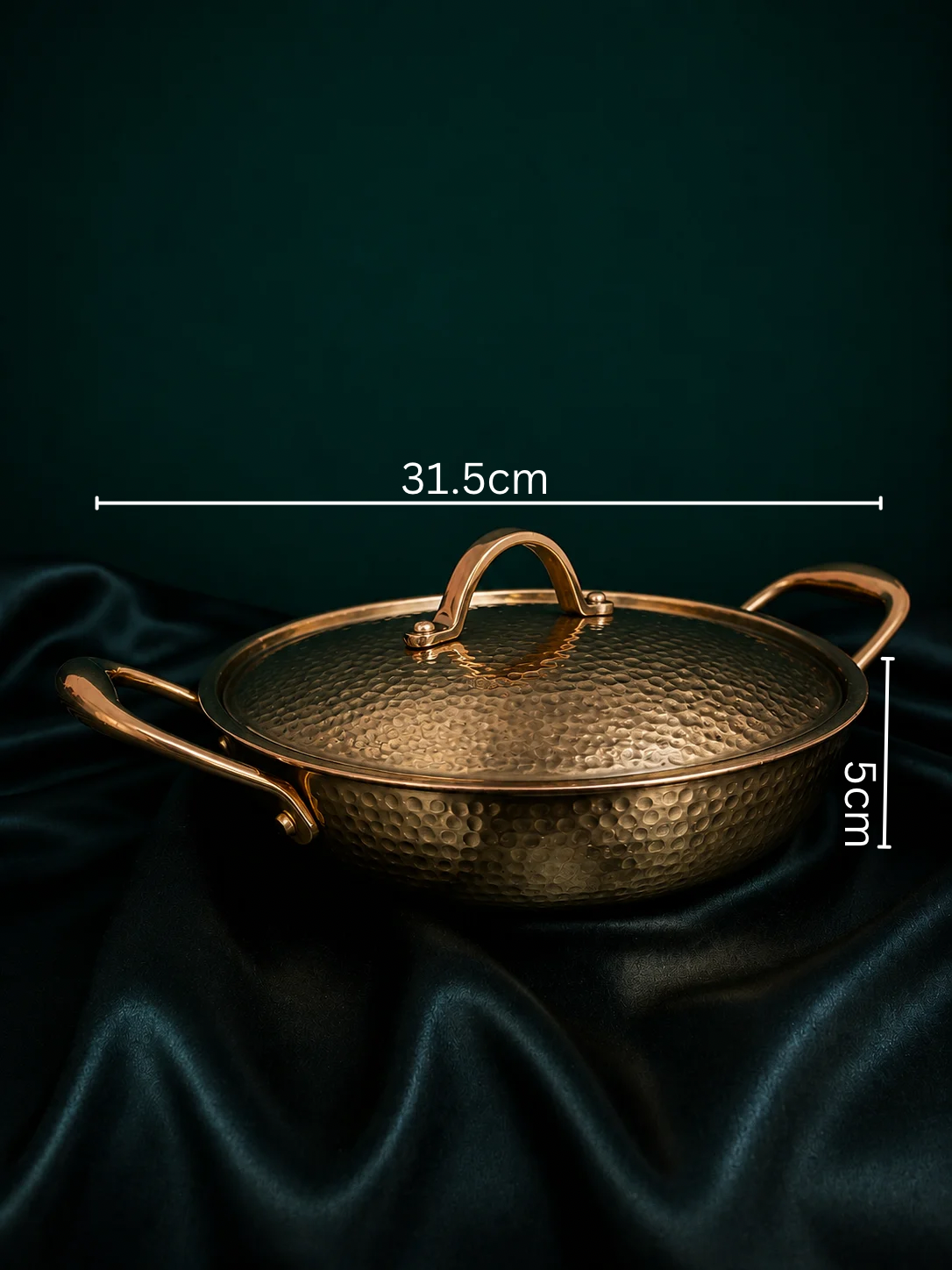 Signature Hammered Brass Kadhai with Lid
