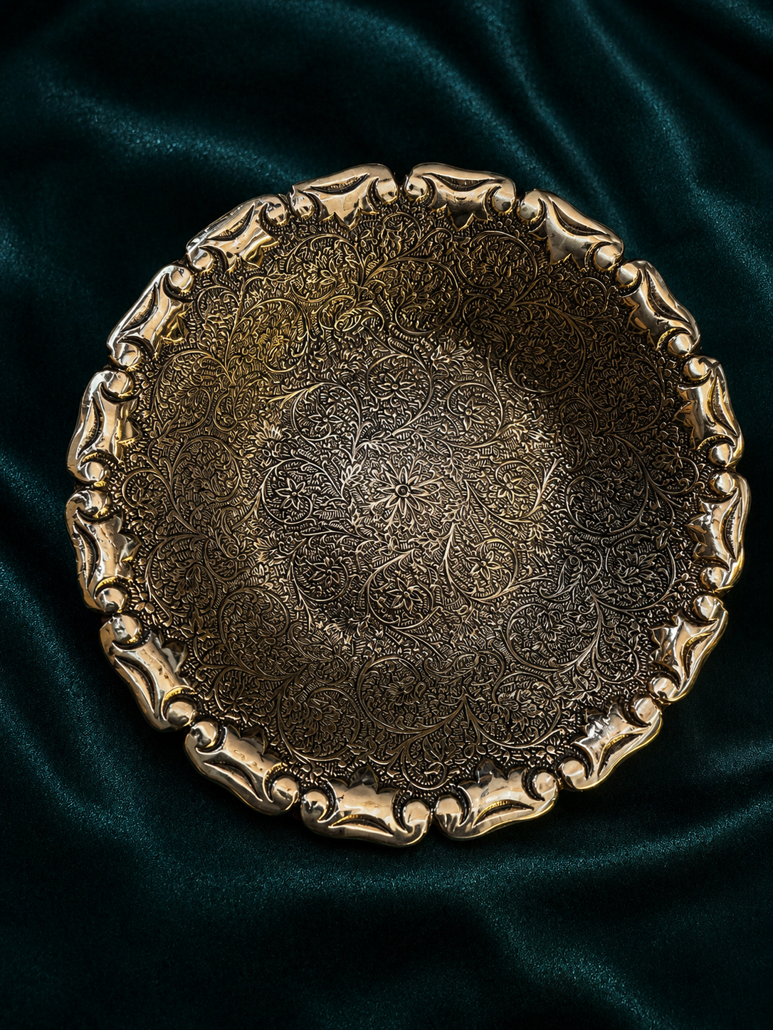 Ornate Engraved Multipurpose Brass Plate