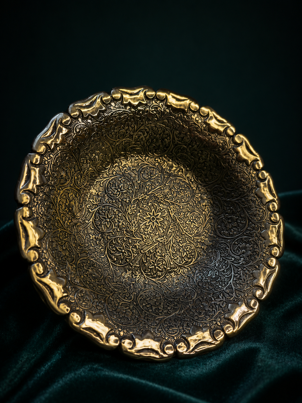 Ornate Engraved Multipurpose Brass Plate