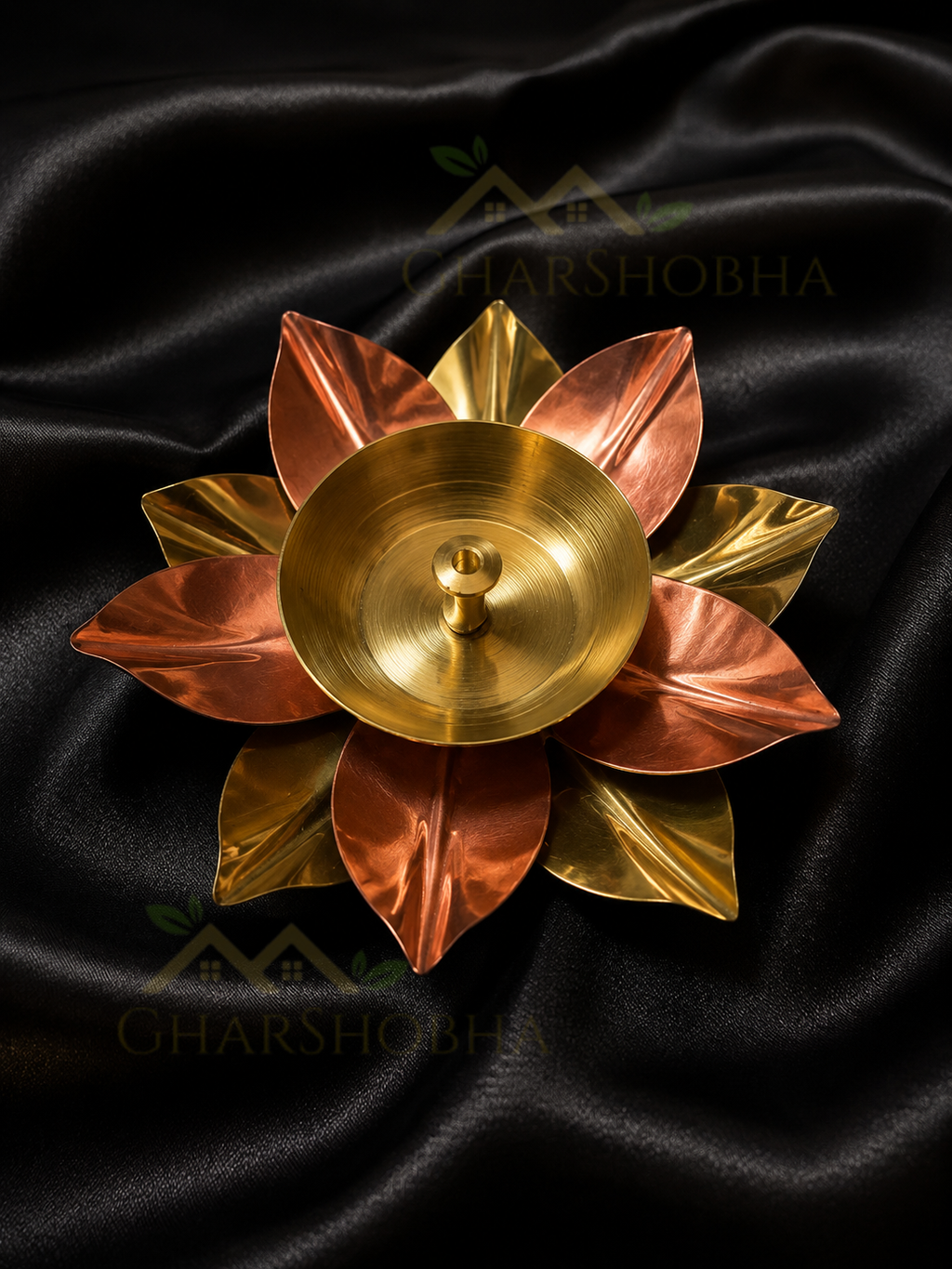 Dual Metal Floral Diya