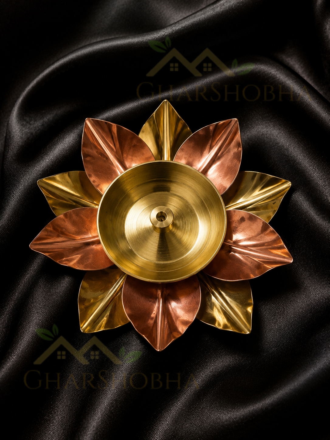 Dual Metal Floral Diya