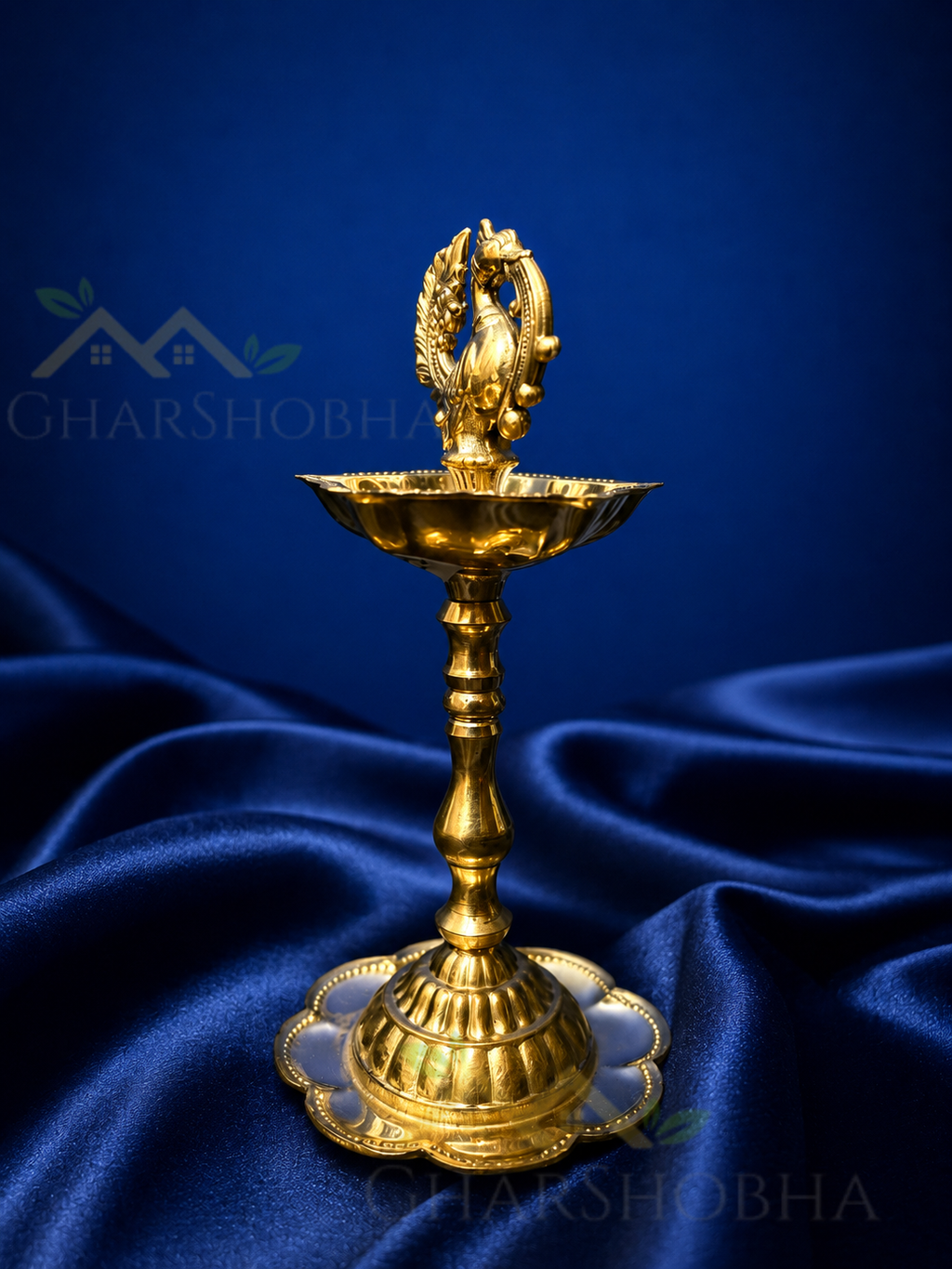 Temple Peacock Brass Diya
