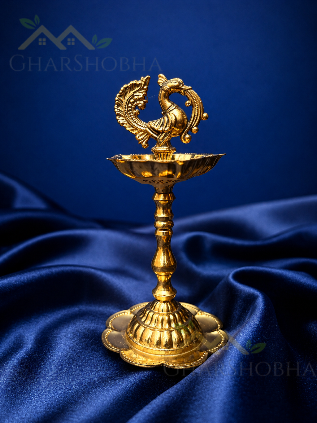 Temple Peacock Brass Diya