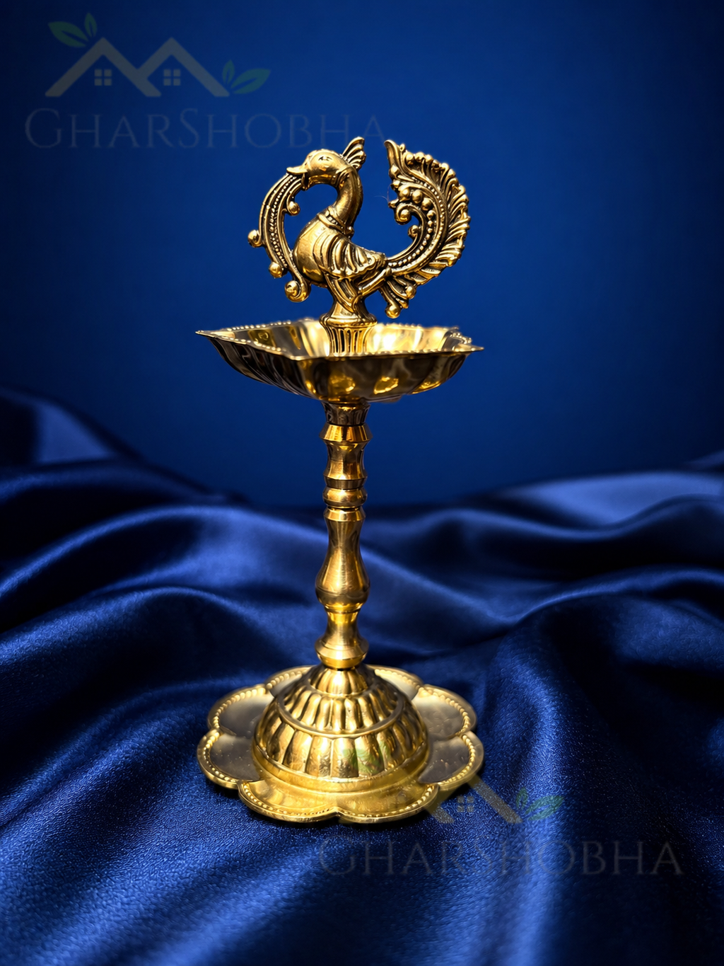 Temple Peacock Brass Diya