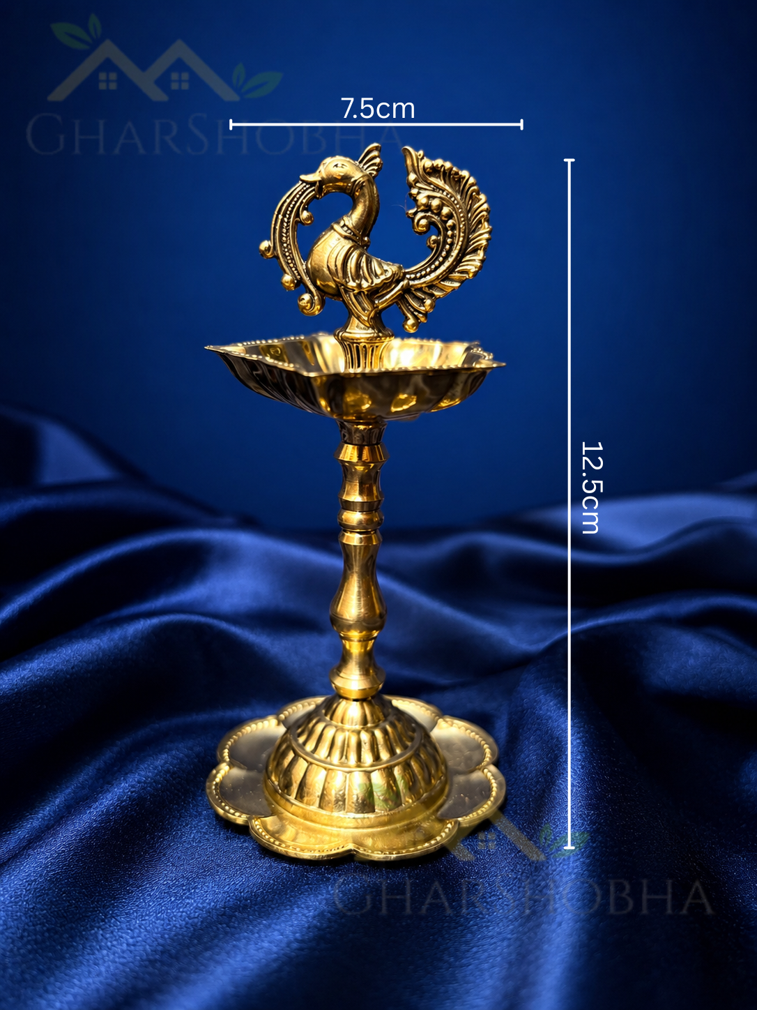 Temple Peacock Brass Diya