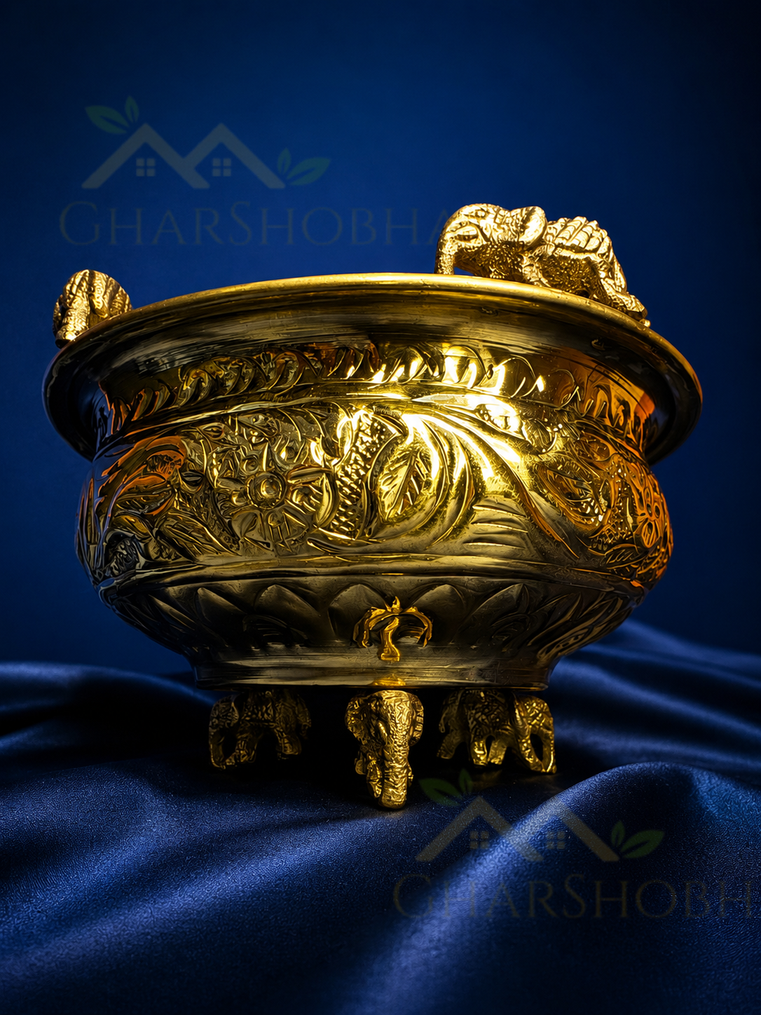 Royal Elephant Heritage Brass Urli Bowl