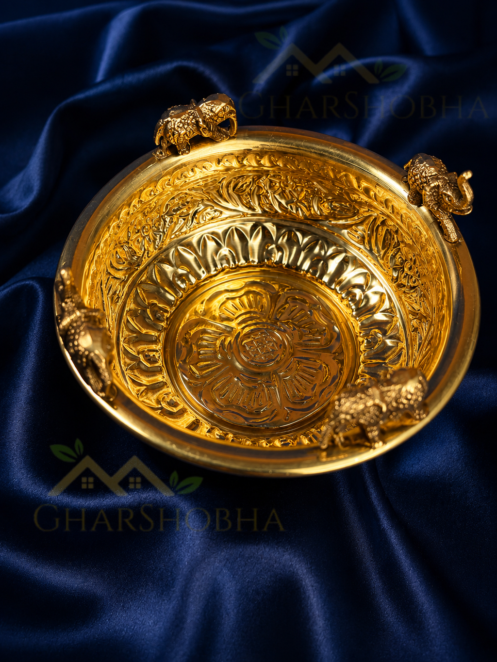 Royal Elephant Heritage Brass Urli Bowl
