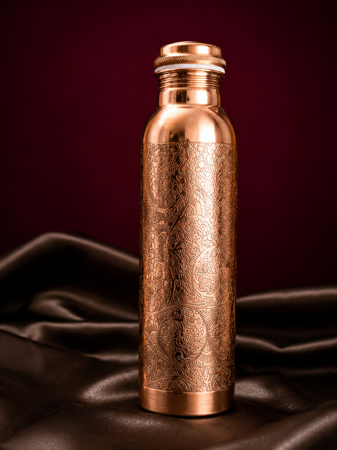 Intricate Copper Bottle & Glass Set
