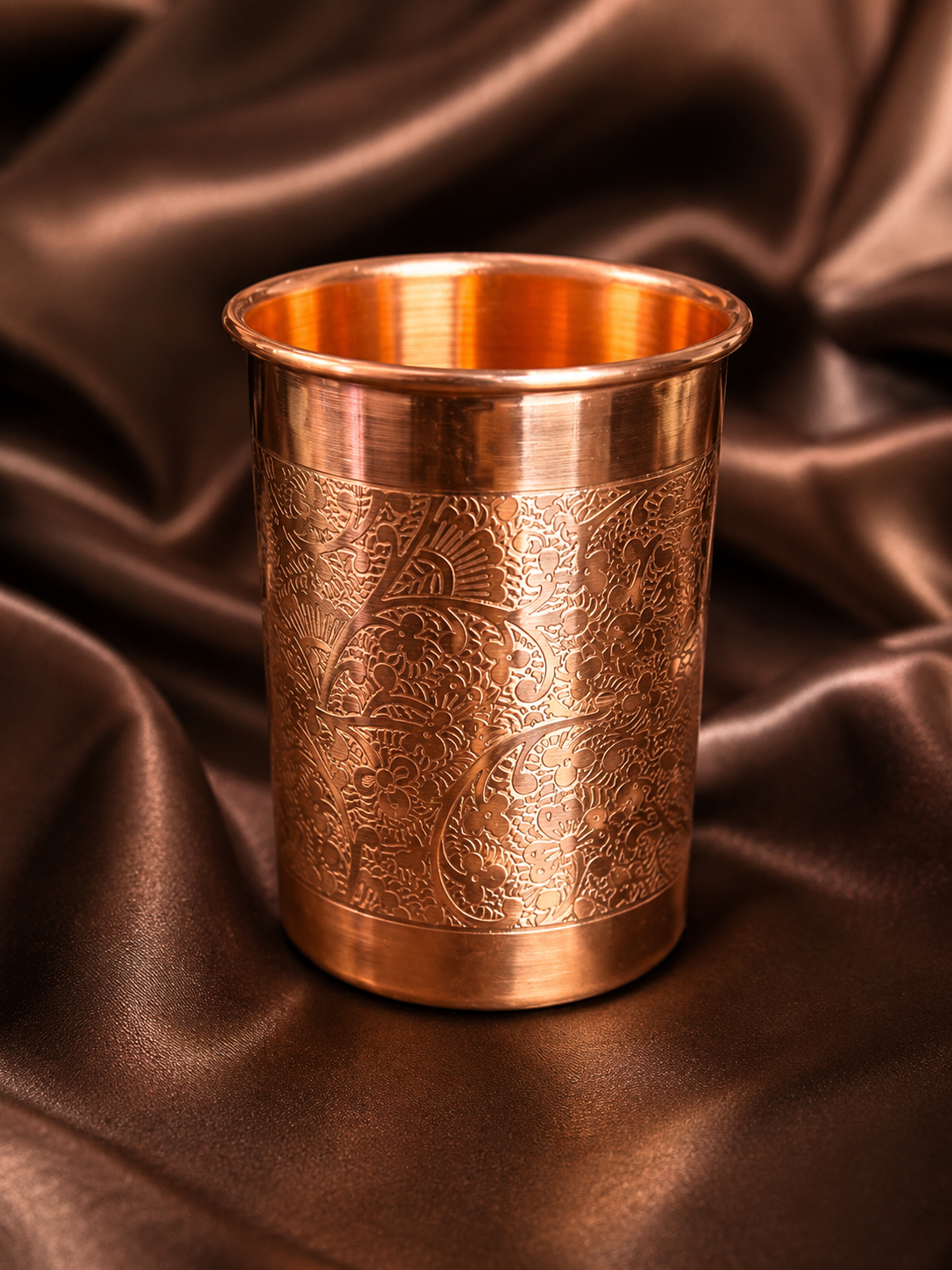 Intricate Copper Bottle & Glass Set