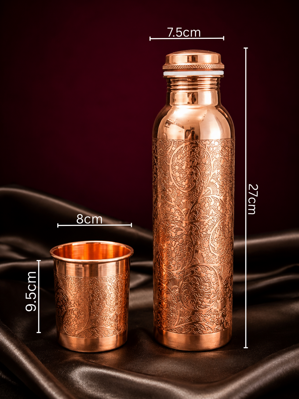 Intricate Copper Bottle & Glass Set