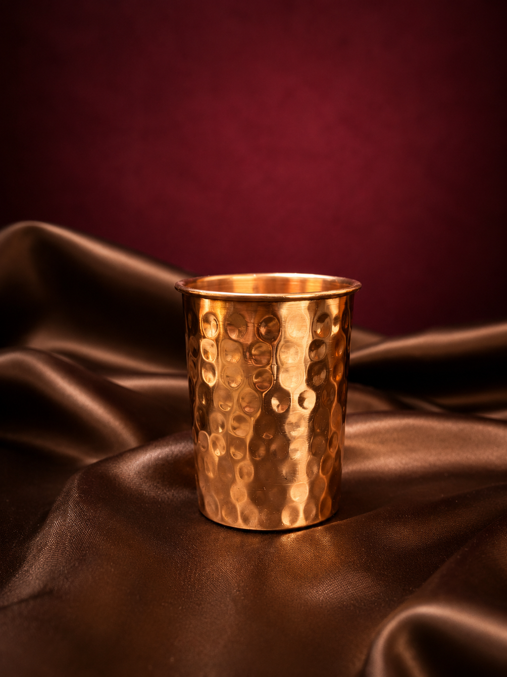 Classic Full Hammered Copper Bottle & Glass Set