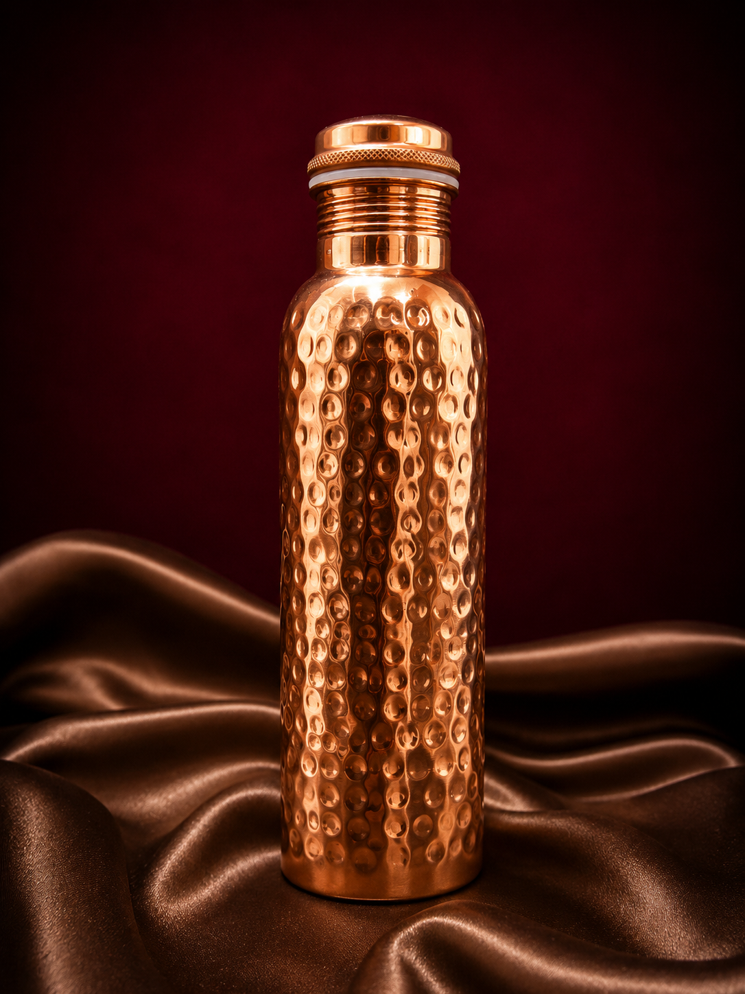 Classic Full Hammered Copper Bottle & Glass Set