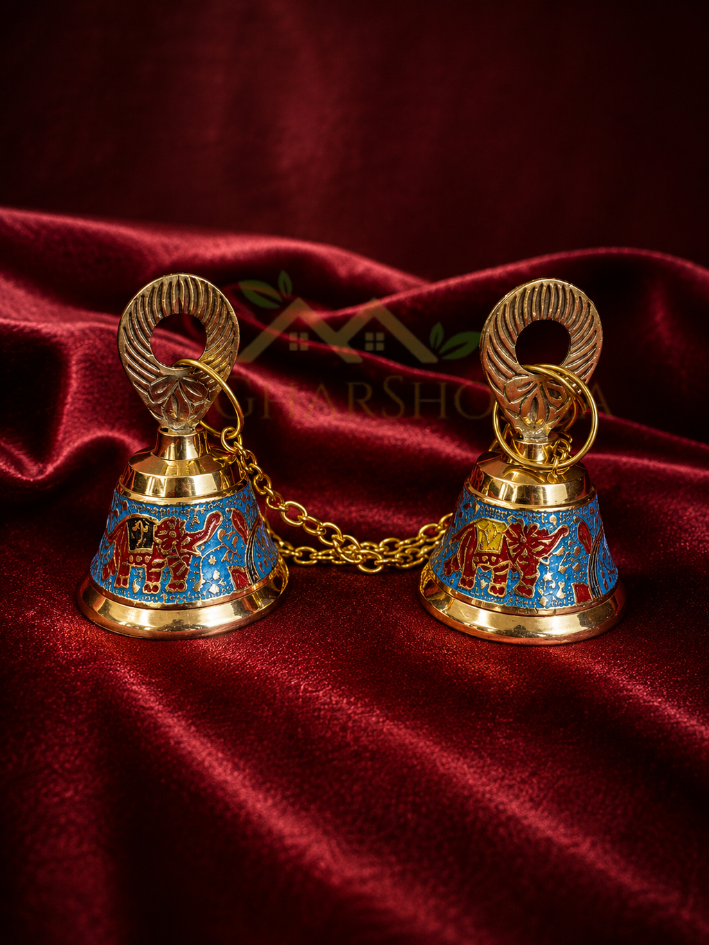 Elephant Motif Brass Hanging bells