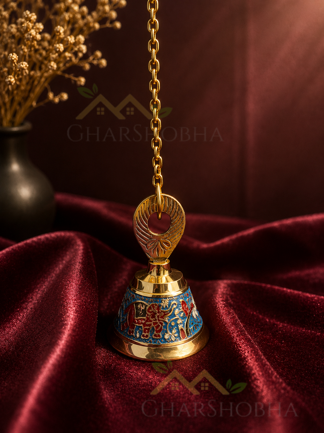 Elephant Motif Brass Hanging bells