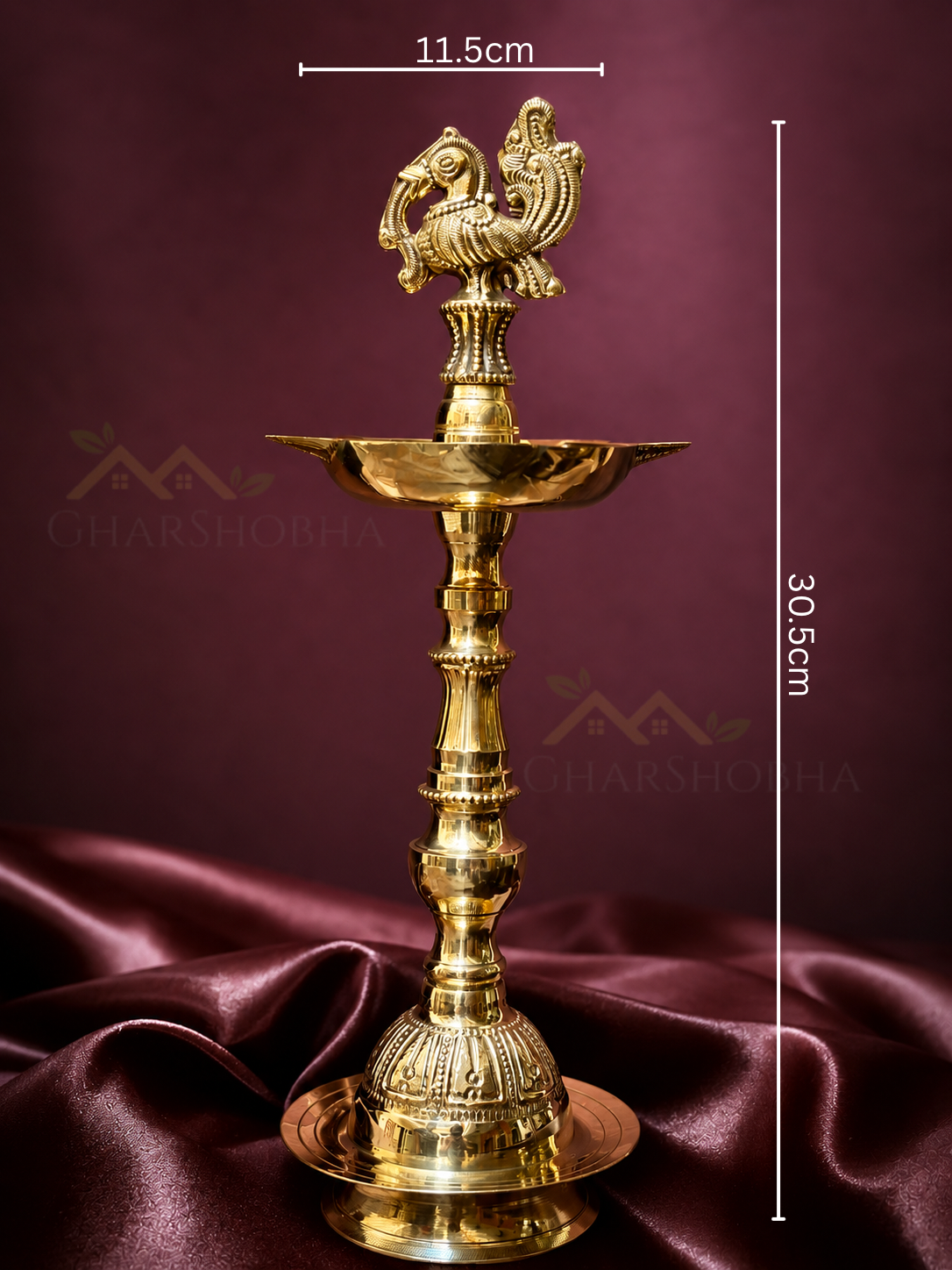 Sacred Peacock Brass Deepak stand