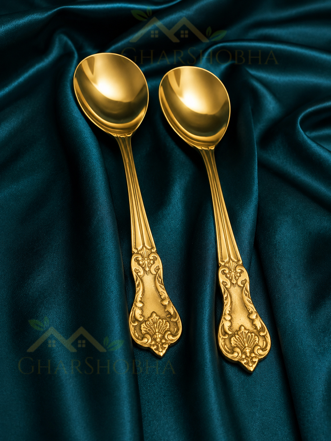 Vintage Brass Serving Spoon Set