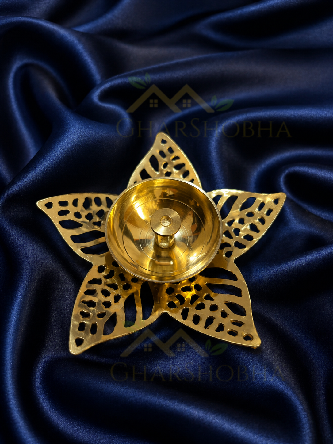 Golden Filigree Lotus Diya