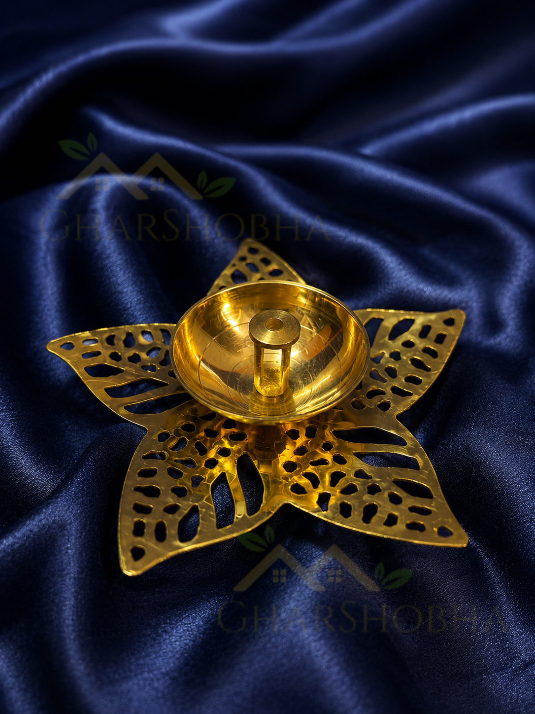 Golden Filigree Lotus Diya