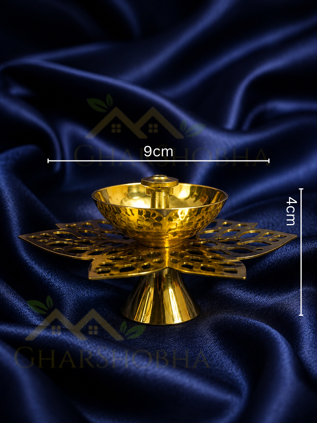 Golden Filigree Lotus Diya